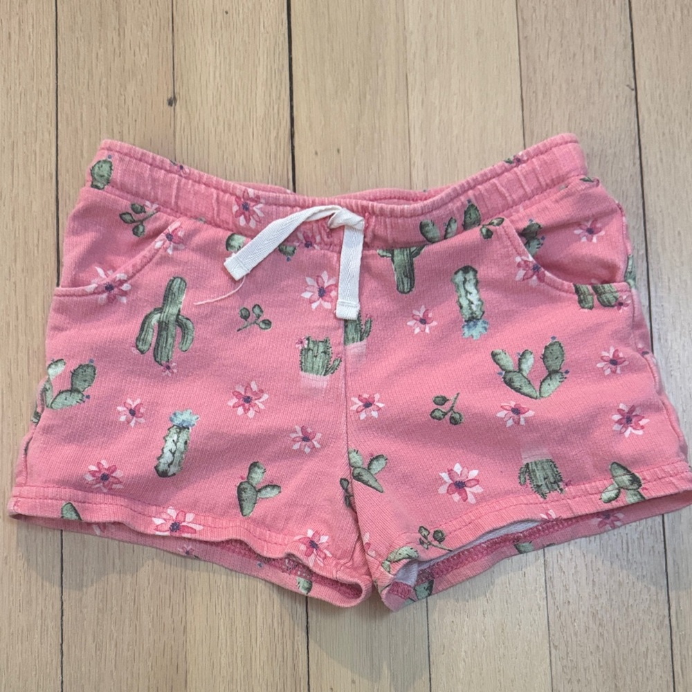 5/$25 Pink Cactus Print Pull-On Knit Shorts 100% Cotton